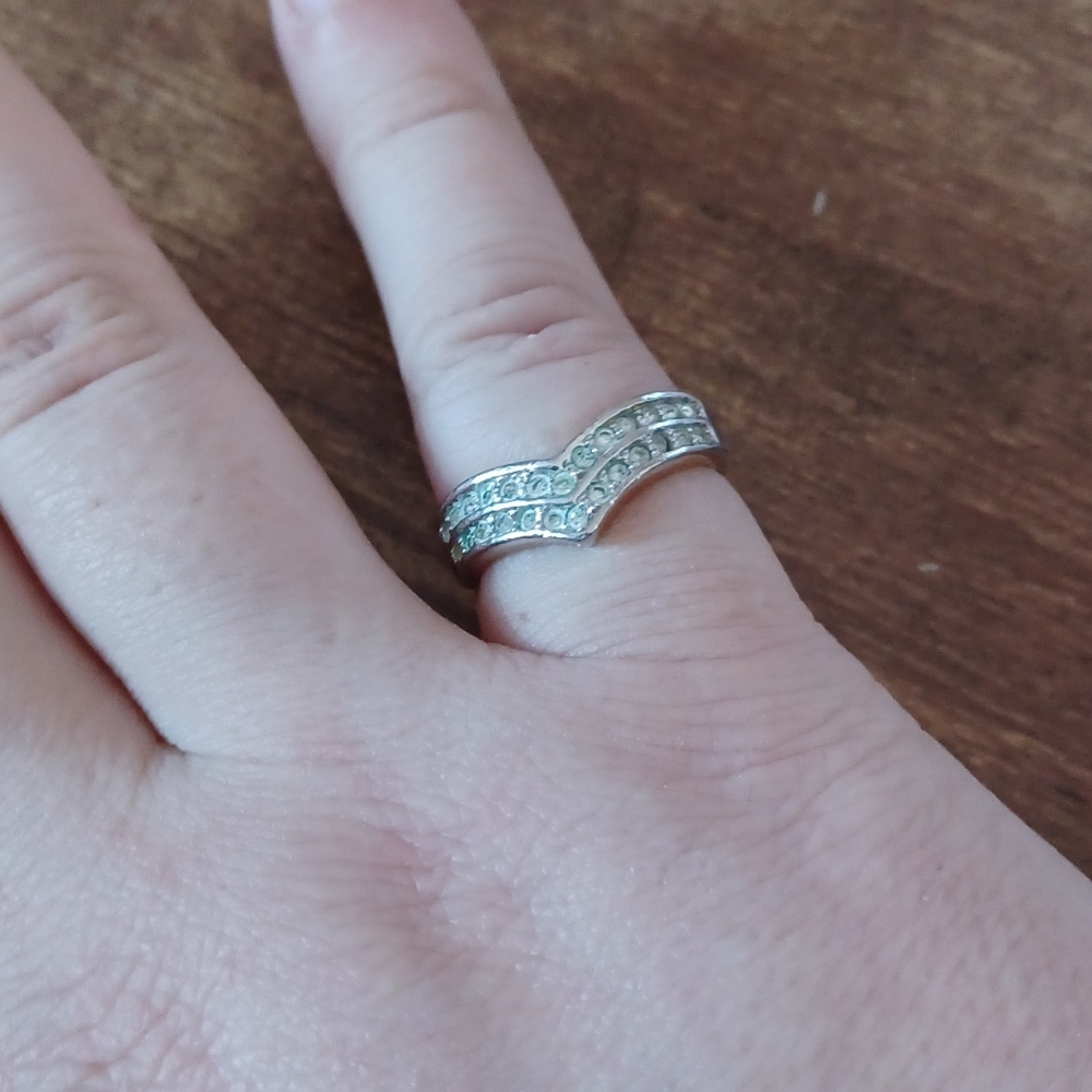 Silver Crystal Double Pave Statement Ring - image 1